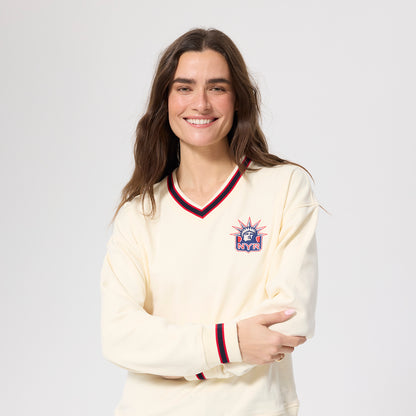 Terez Rangers Liberty Cotton V-Neck Sweater