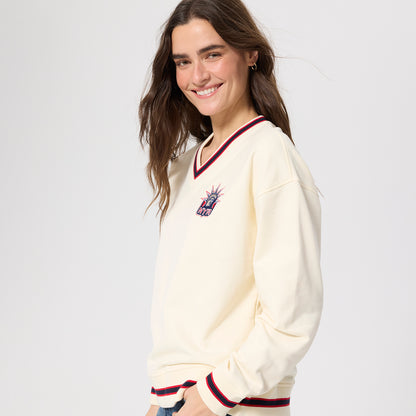 Terez Rangers Liberty Cotton V-Neck Sweater