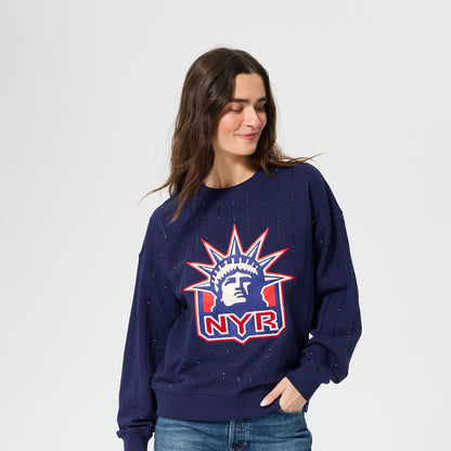 Terez Rangers Gem Pinstripe Navy Crewneck
