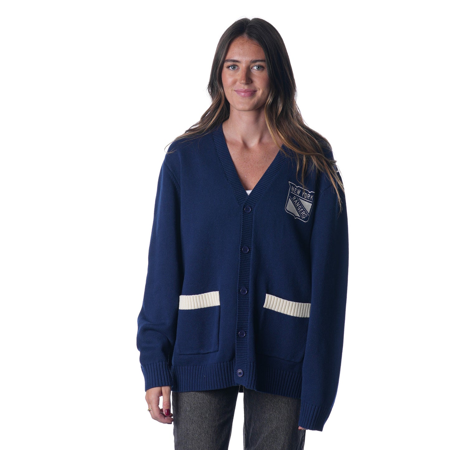 Wild Collective Rangers Skyline Navy/Cream Cardigan Sweater