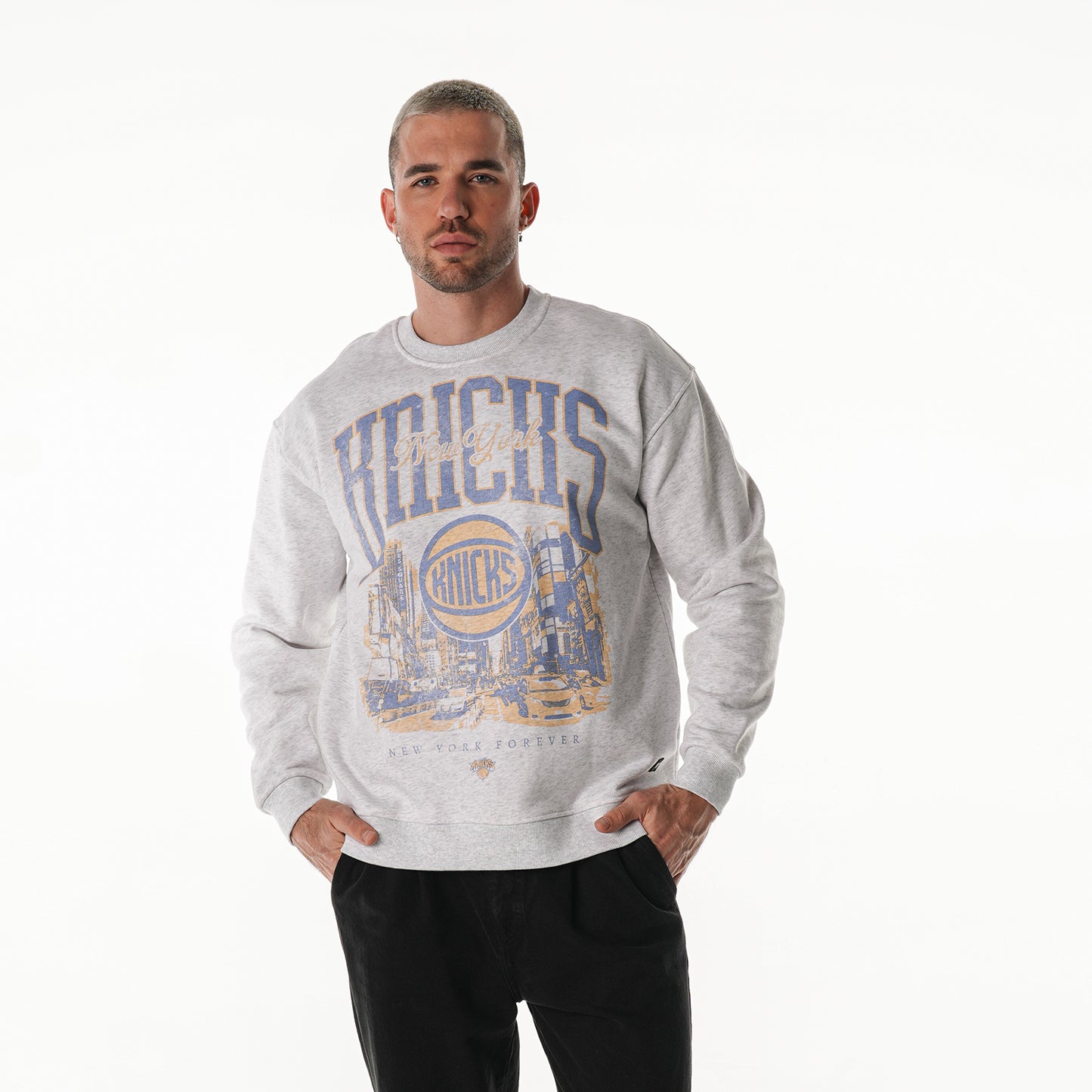 Wild Collective Knicks Distressed Graphic Crew