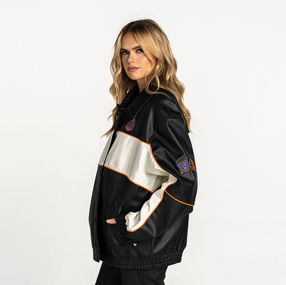 Wild Collective Knicks Faux Leather Racing Jacket