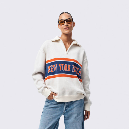 Terez Knicks Quarter Zip Sweater