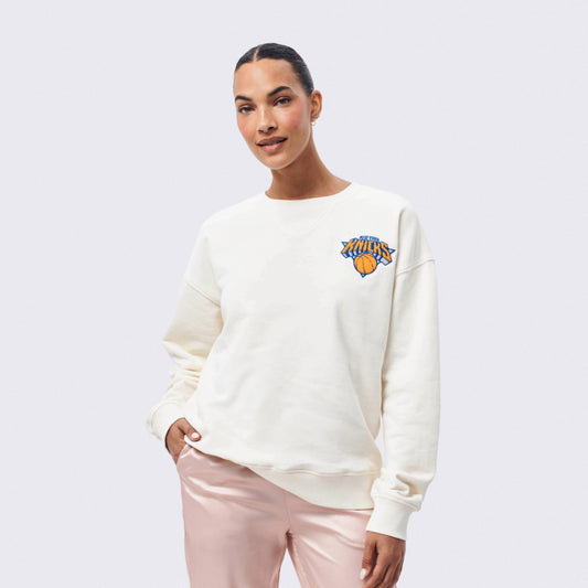Women's Terez Knicks Boucle Patch Crewneck Sweater