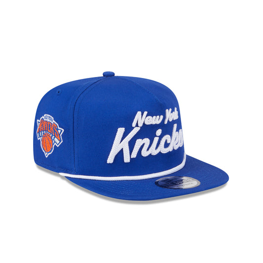 New Era Knicks Adventure Team Text Golfer Snapback In Blue - Front Left View