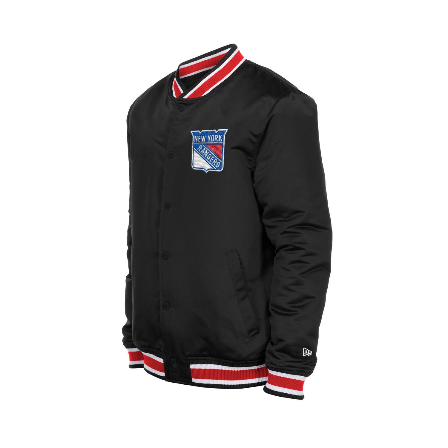New Era Rangers Sport Classic Snap Front Black Satin Jacket – Shop