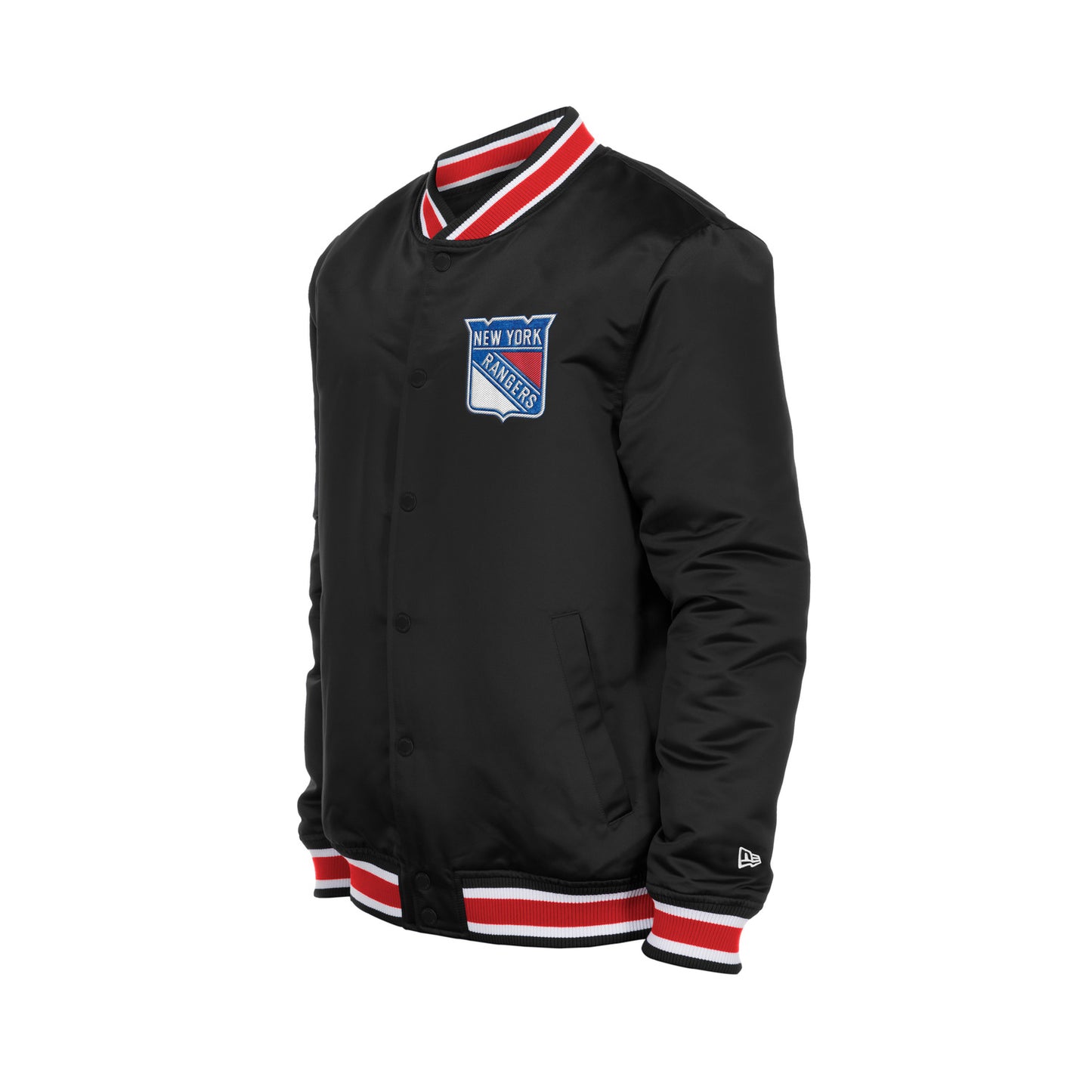New Era Rangers Sport Classic Snap Front Black Satin Jacket