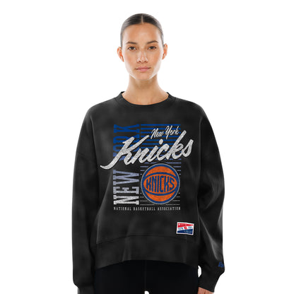 Women's New Era Knicks Throwback Washed Black Crew