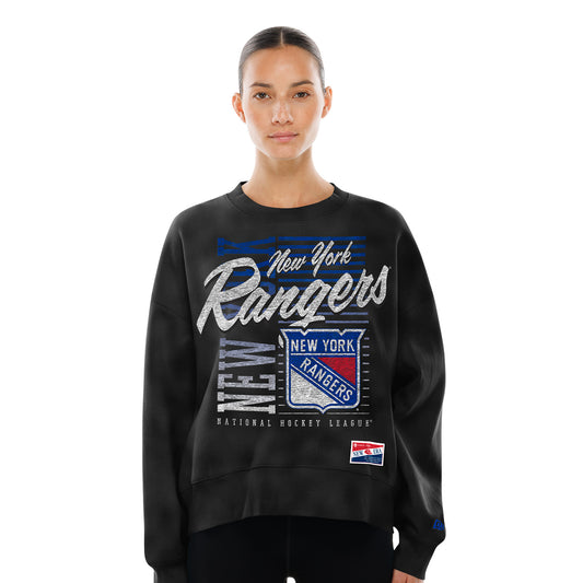 Women's New Era Rangers Throwback Washed Black Crew