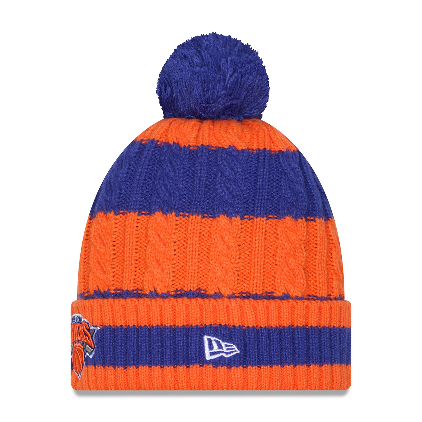 Women's New Era Knicks Braided Royal/Orange Knit Pom