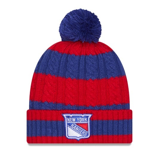 Women's New Era Rangers Braided Royal/Red Knit Pom
