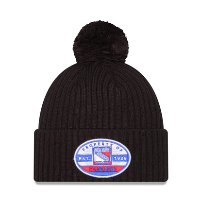 New Era Rangers Property Black Knit Pom