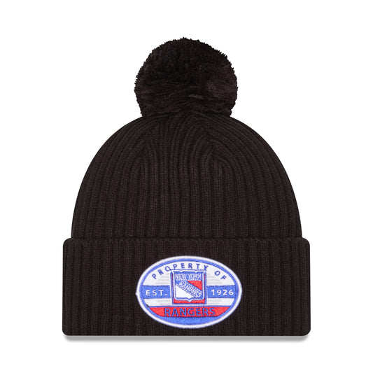 New Era Rangers Property Black Knit Pom