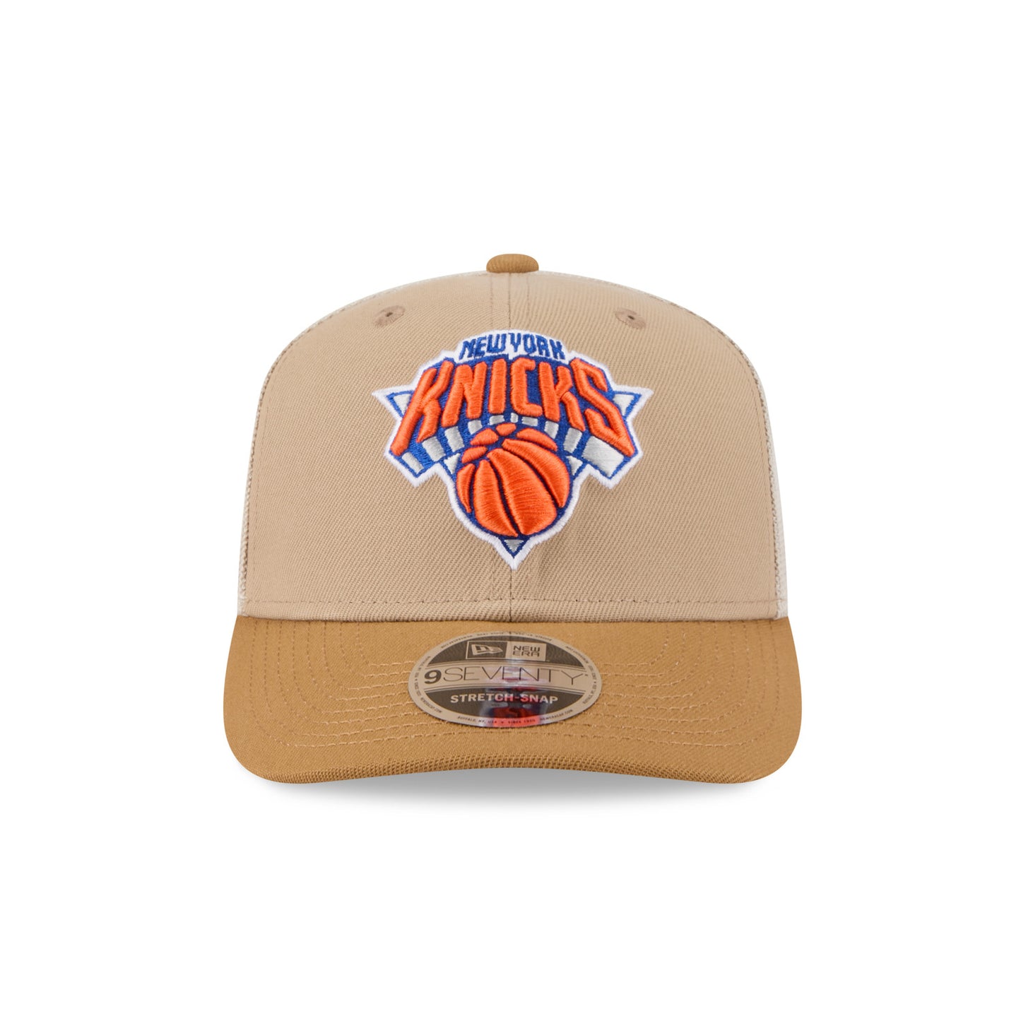 New Era Knicks 2 Tone Trucker 970 Stretch Snapback Stone