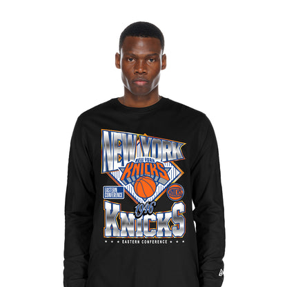 New Era Knicks Sport Classics Black Longsleeve Graphic Tee