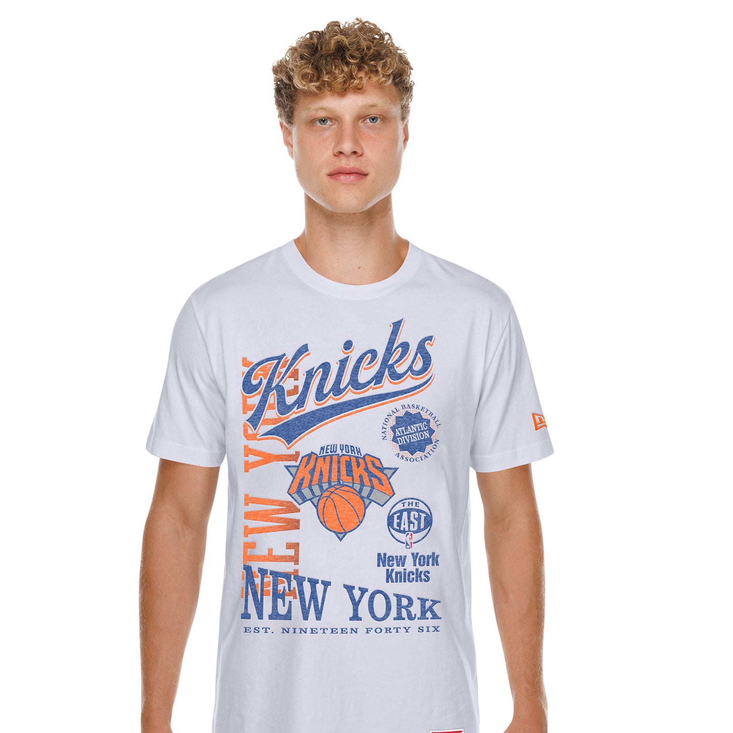 New Era Knicks Throwback Collection Graphic White Tee