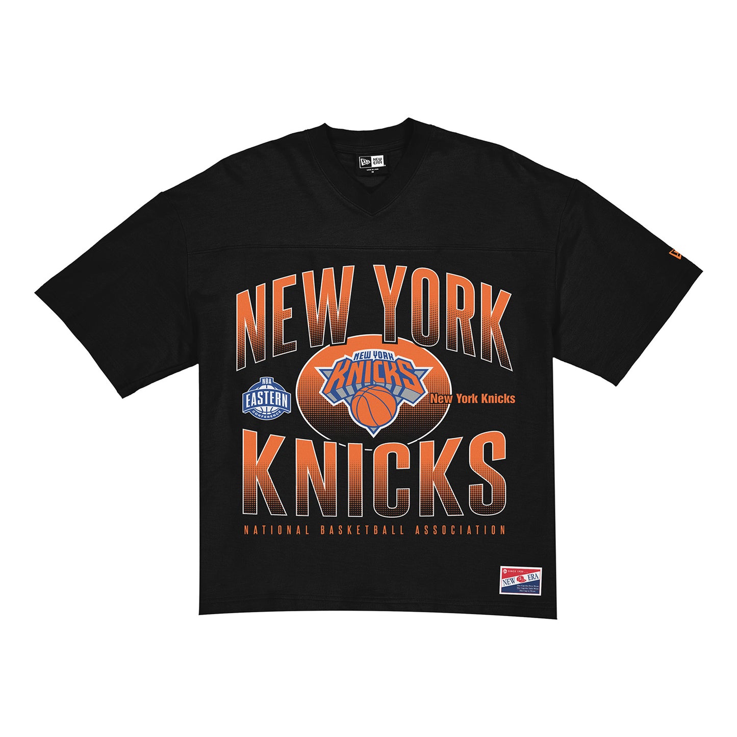 New Era Knicks Throwback Collection Boxy Graphic V-neck Tee