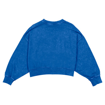 Women's New Era Rangers Throwback Collection Boxy Mineral Washed French Terry Crew