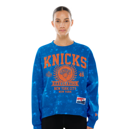 Women's New Era Knicks Throwback Collection Boxy Mineral Washed French Terry Crew