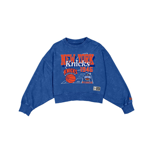 Women's New Era Knicks Washed Graphic Royal Crew
