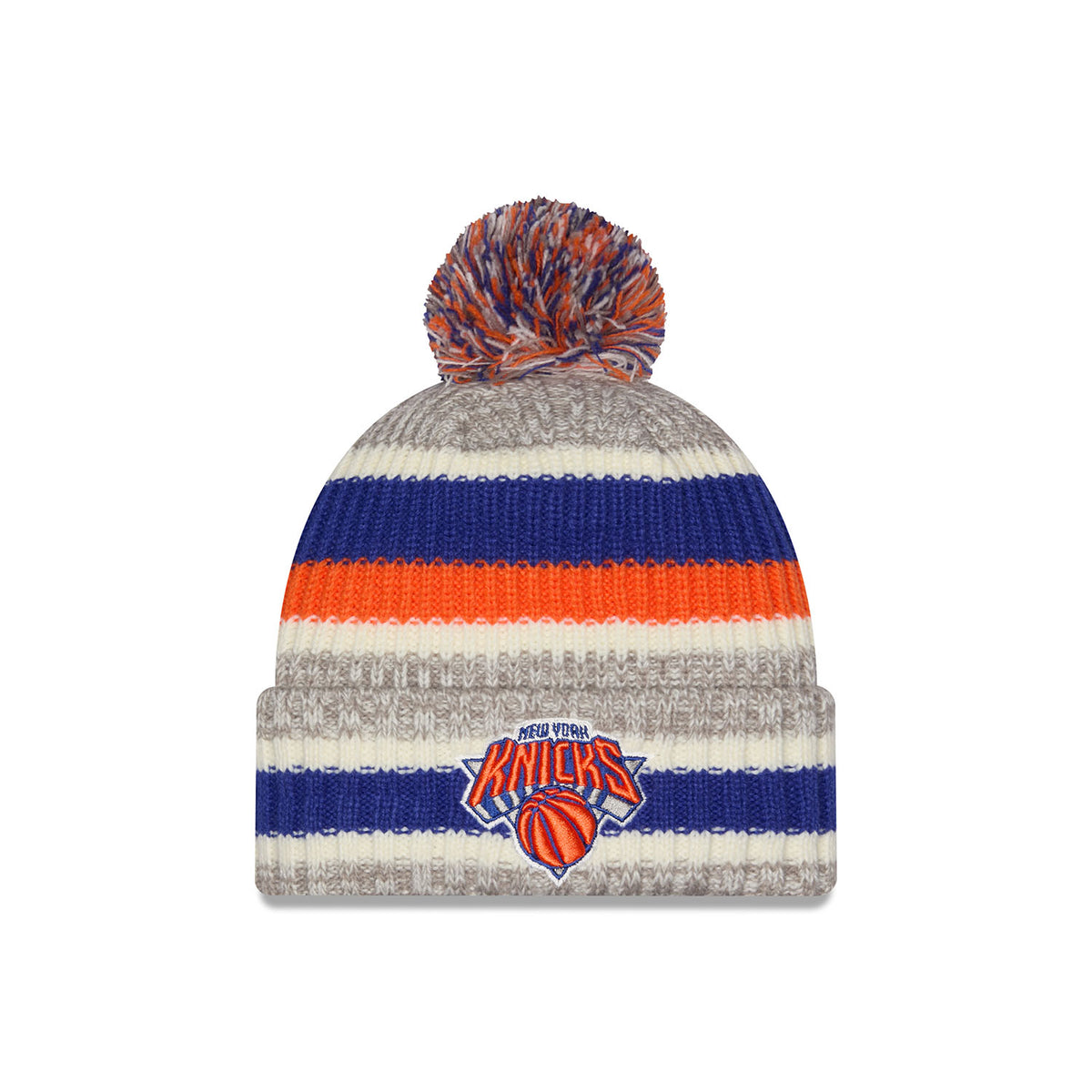 New Era Knicks Striped Pom Knit Beanie