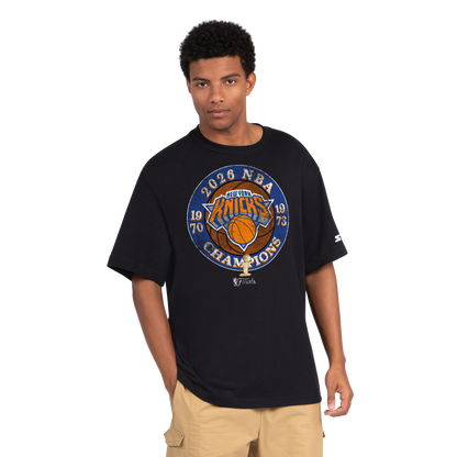 Starter Knicks 2026 NBA Champions Circle Black Vintage Tee