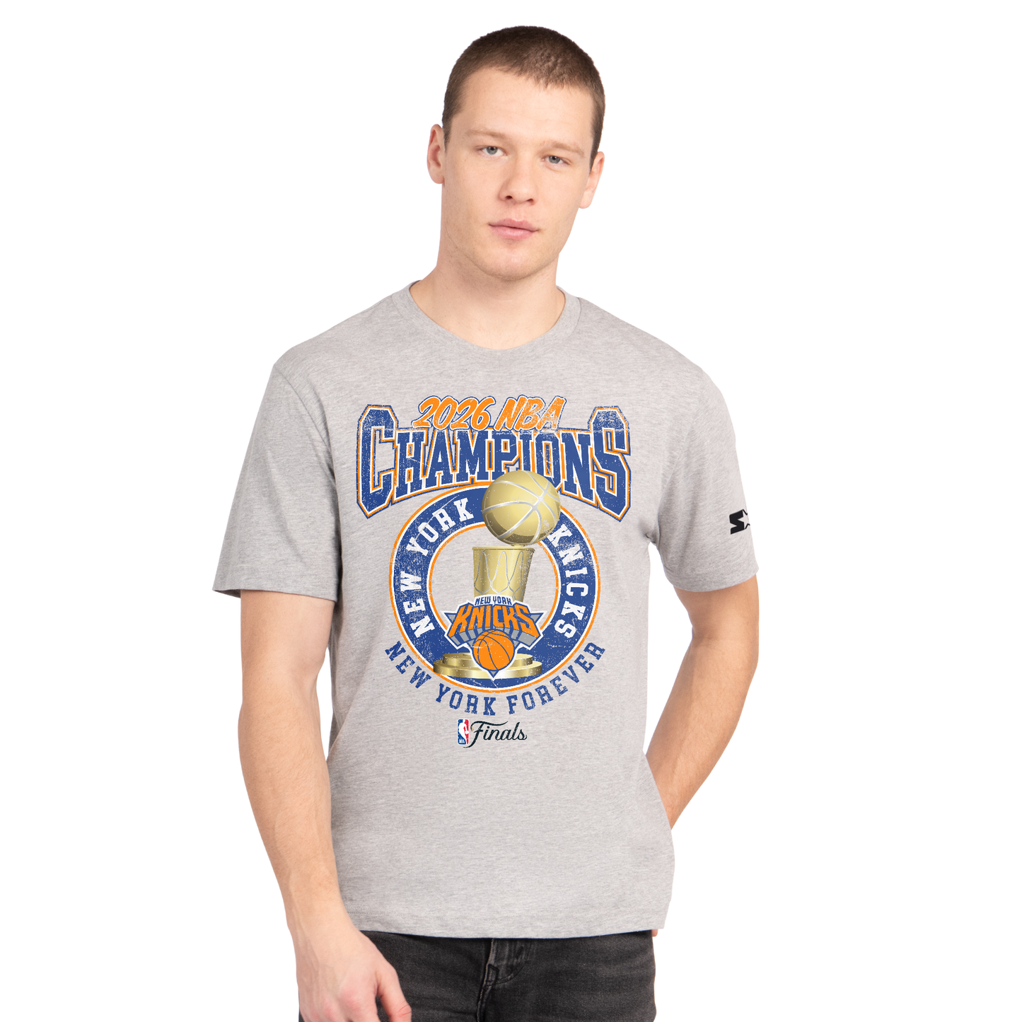 Starter Knicks 2026 NBA Champions Trophy Grey Vintage Tee