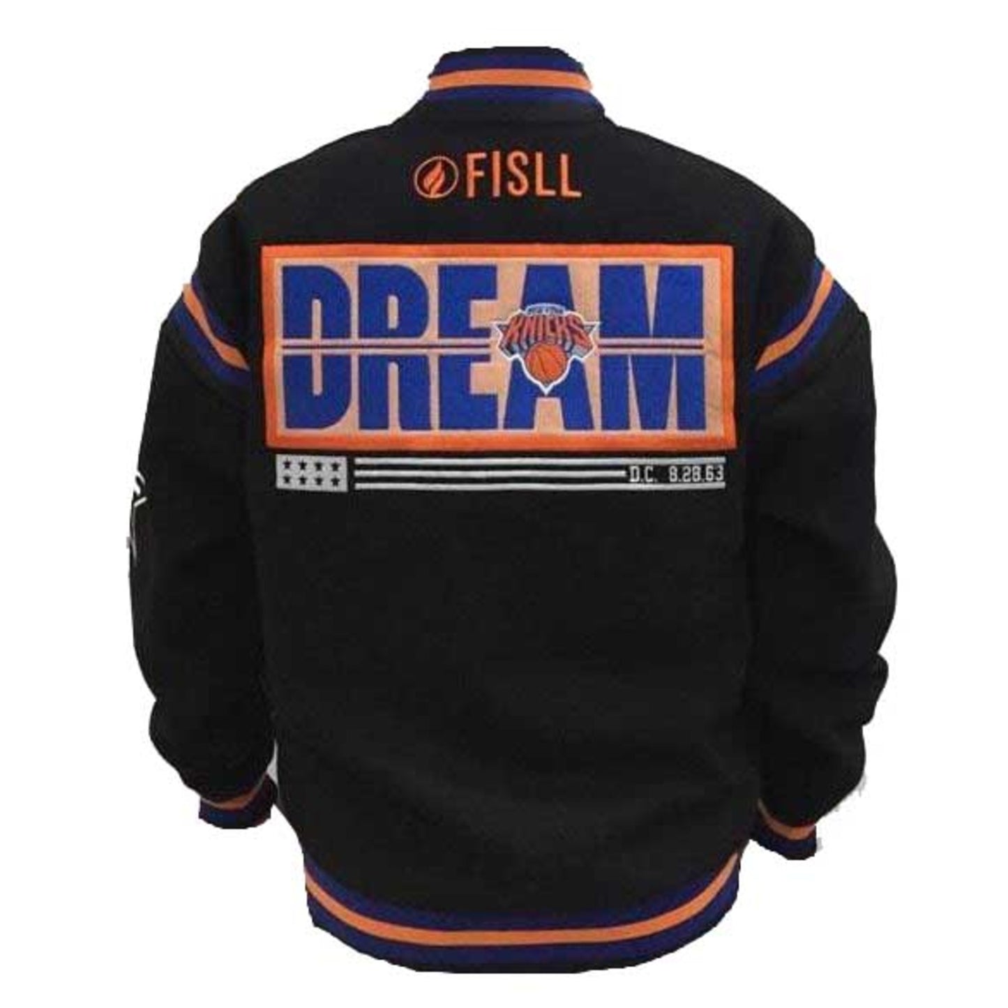 FISLL Knicks Black History Collection Varsity Jacket - Back View