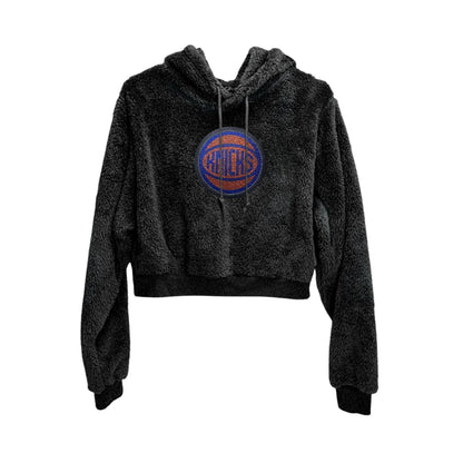Jill Martin Knicks Bedazzled Cropped Sherpa Hoodie