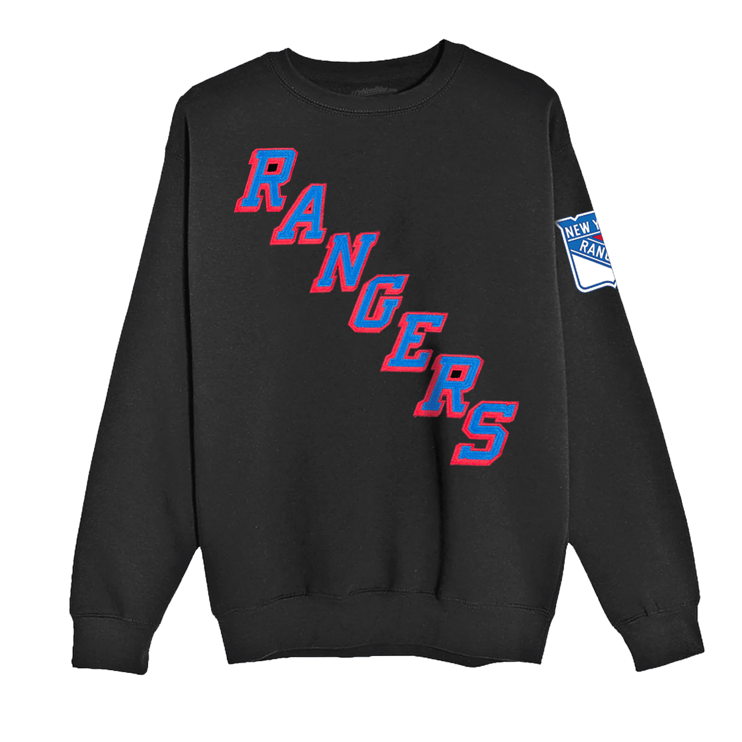 We Bleed Blue Rangers Wordmark Black Twill Crew