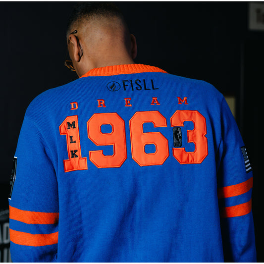 FISLL Knicks Black History Collection Cardigan Sweater - Modeled Back View