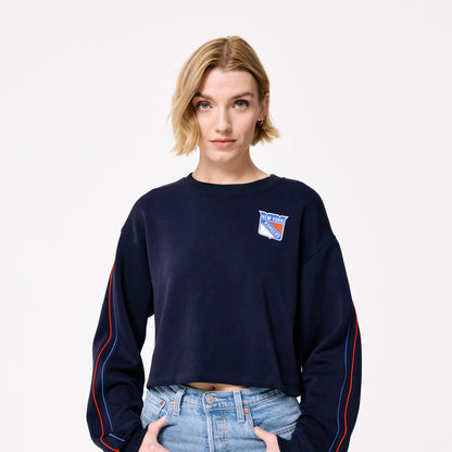 Terez Rangers Women's Navy Piping Crop Crew