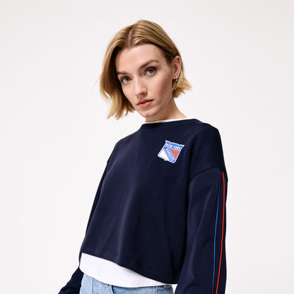 Terez Rangers Women's Navy Piping Crop Crew