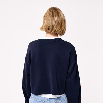 Terez Rangers Women's Navy Piping Crop Crew