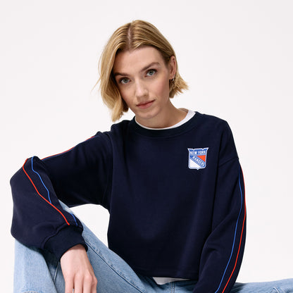 Terez Rangers Women's Navy Piping Crop Crew