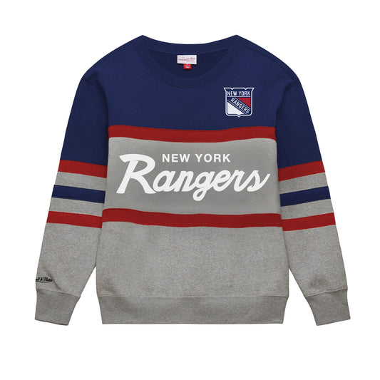 Mitchell & Ness Rangers Grey/Navy Head Coach Fleece Crew
