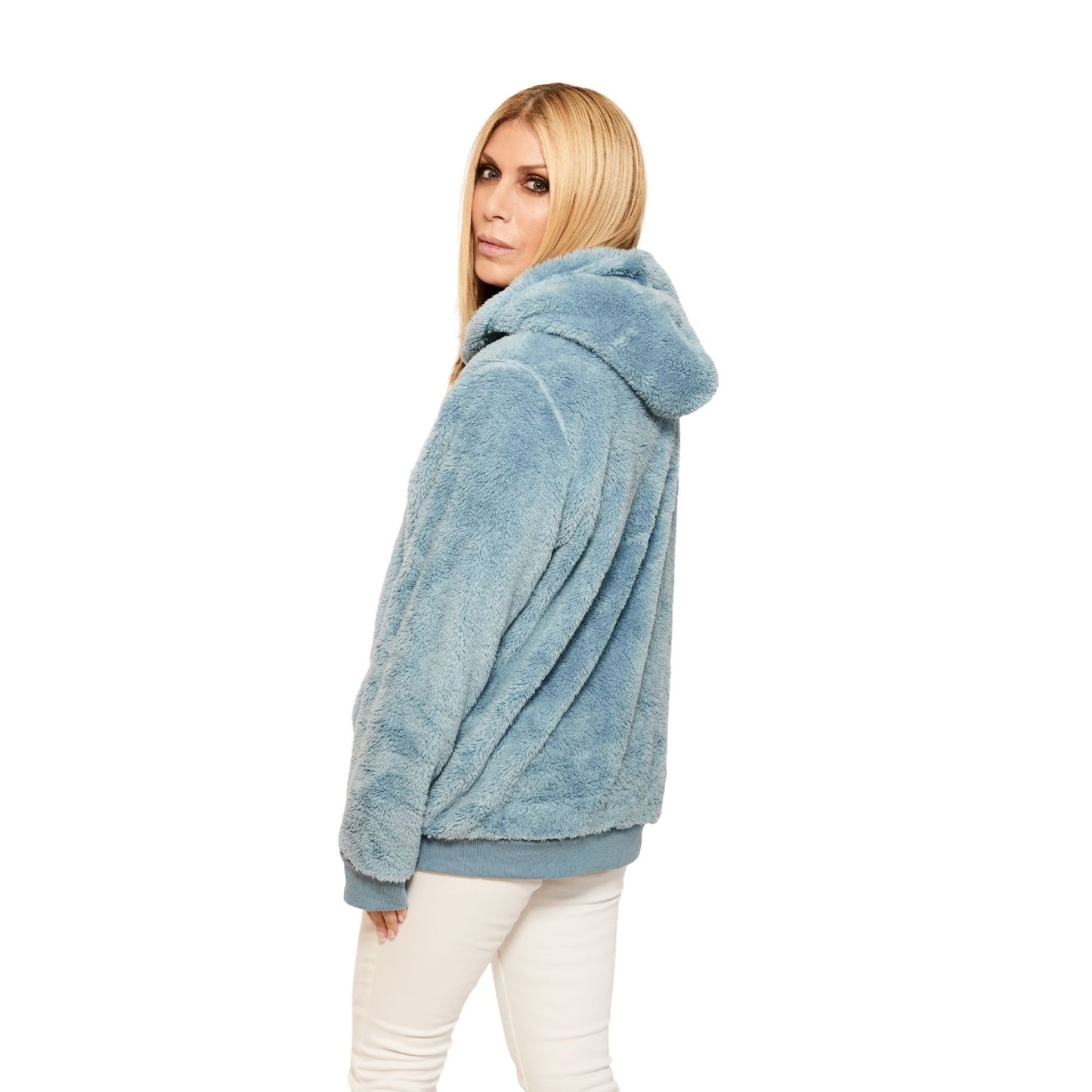 Jill Martin Rangers Denim Blue Sherpa Hoodie