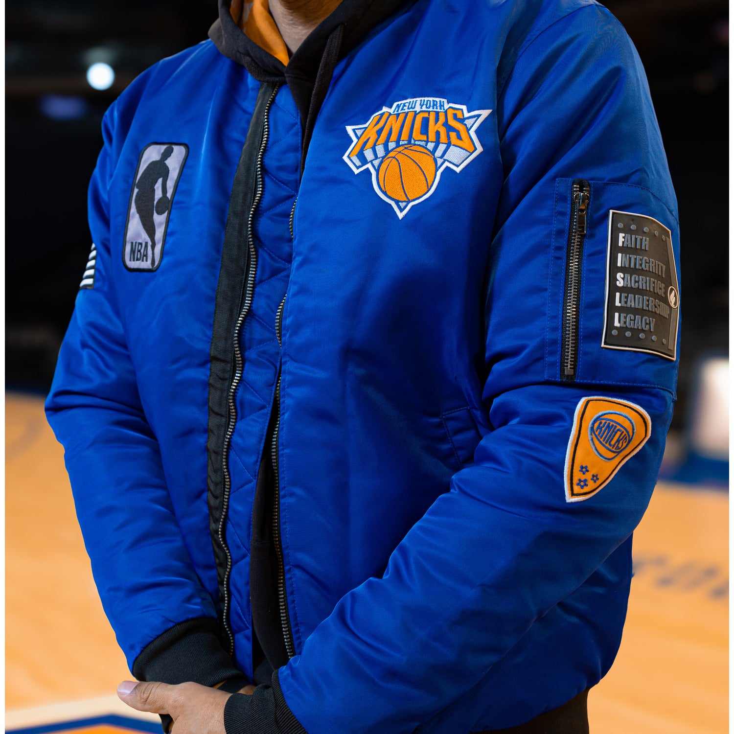 Men's New York Knicks Mitchell & Ness Royal Team Origins Fleece