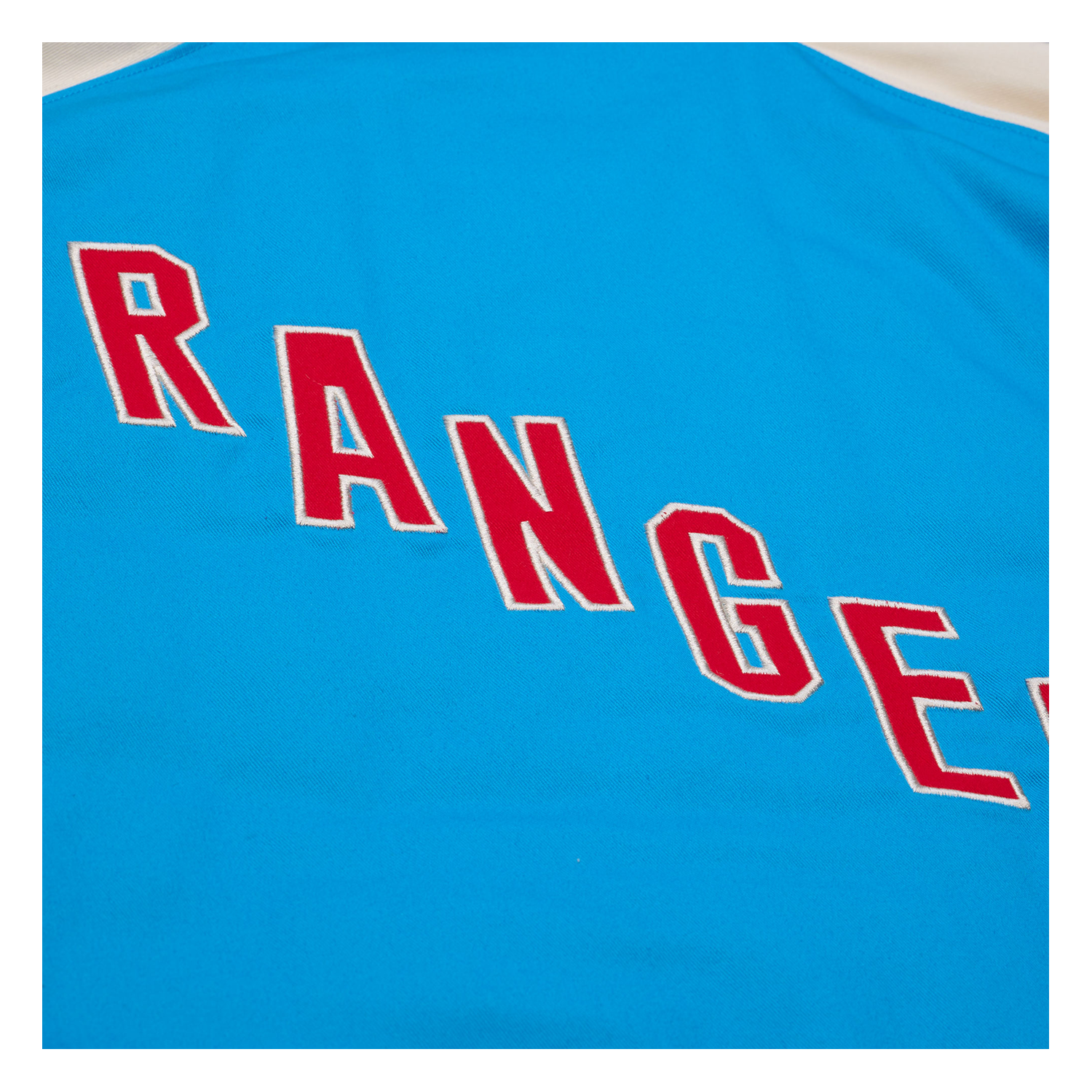 Mitchell & Ness Rangers Centennial Twill Jacket In Blue - Logo View