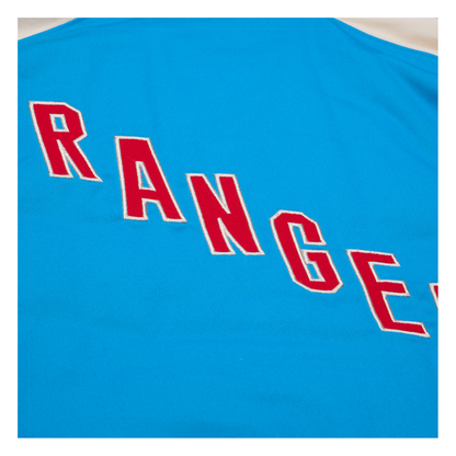 Mitchell & Ness Rangers Centennial Twill Jacket In Blue - Logo View