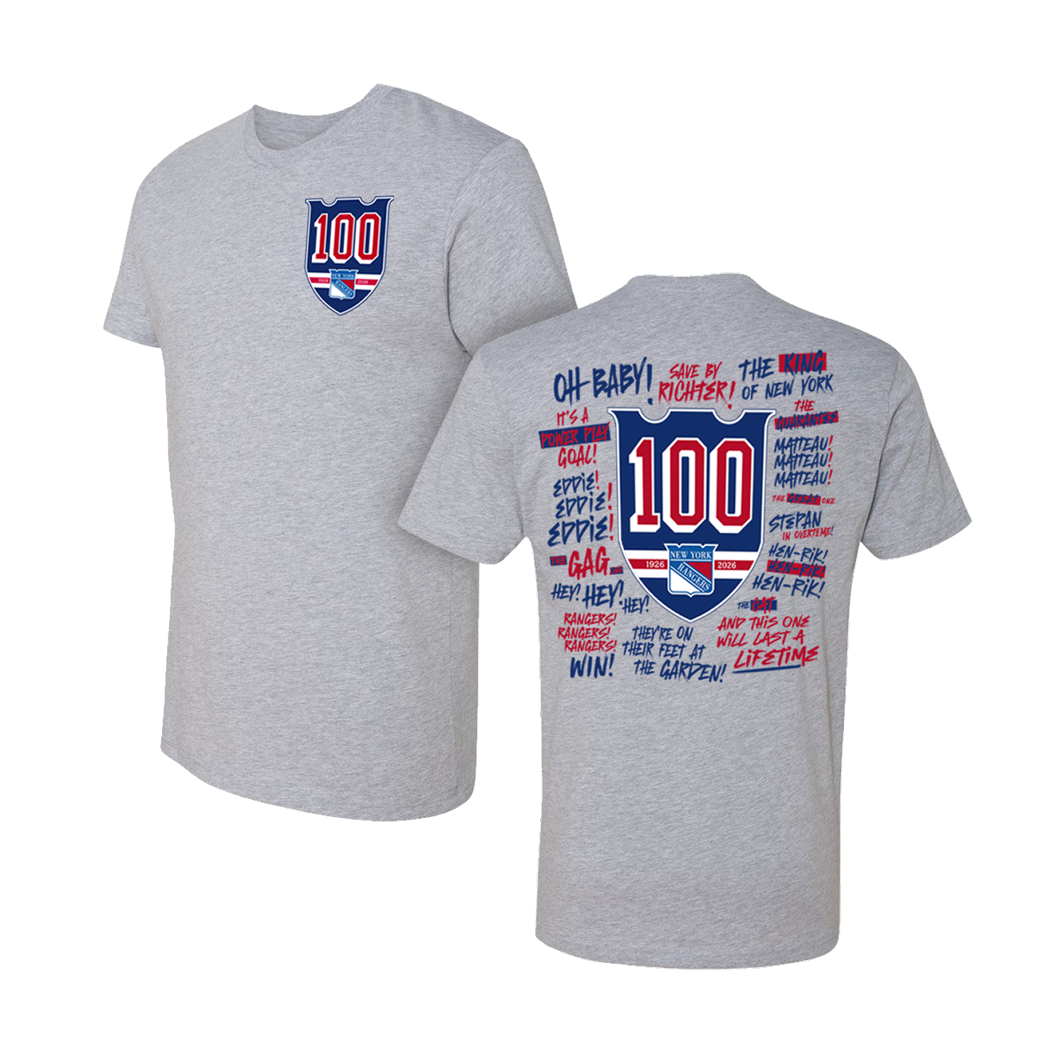 We Bleed Blue Centennial Grey Tee - Front & Back View