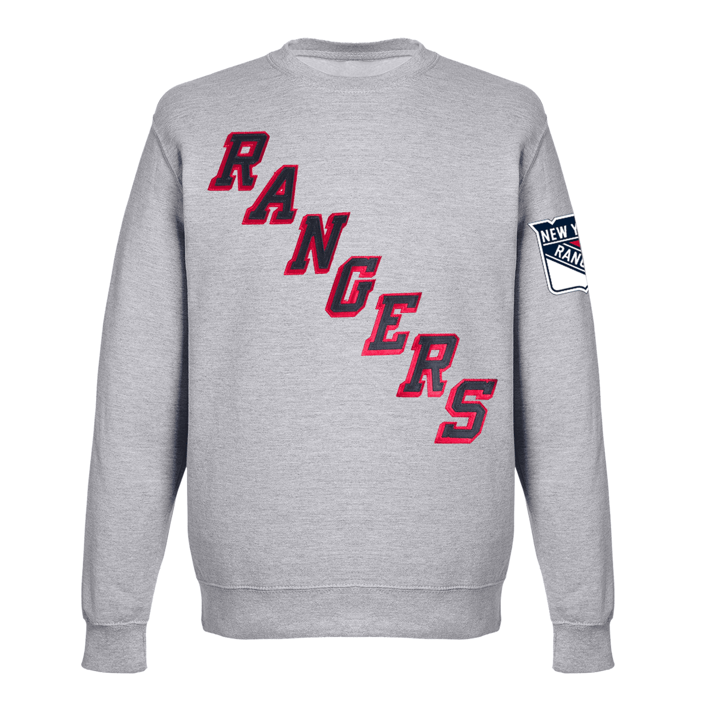 We Bleed Blue Rangers Wordmark Grey Twill Crew