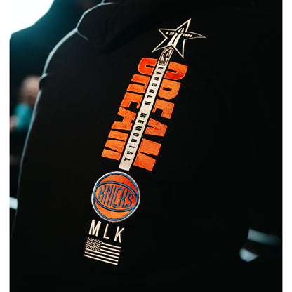 FISLL Knicks Black History Collection Hoodie - Modeled Up Close View