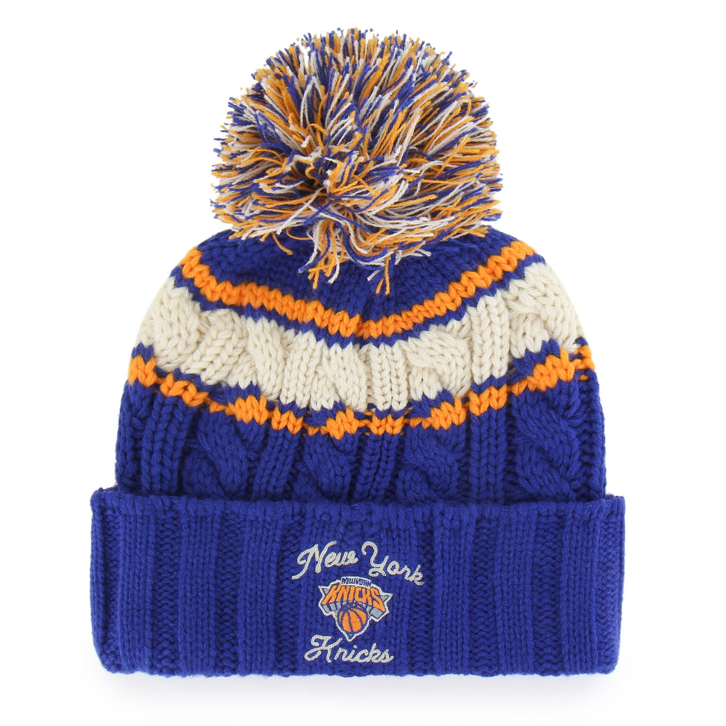 Women's '47 Brand Knicks Royal Emma Pom Cuff Knit