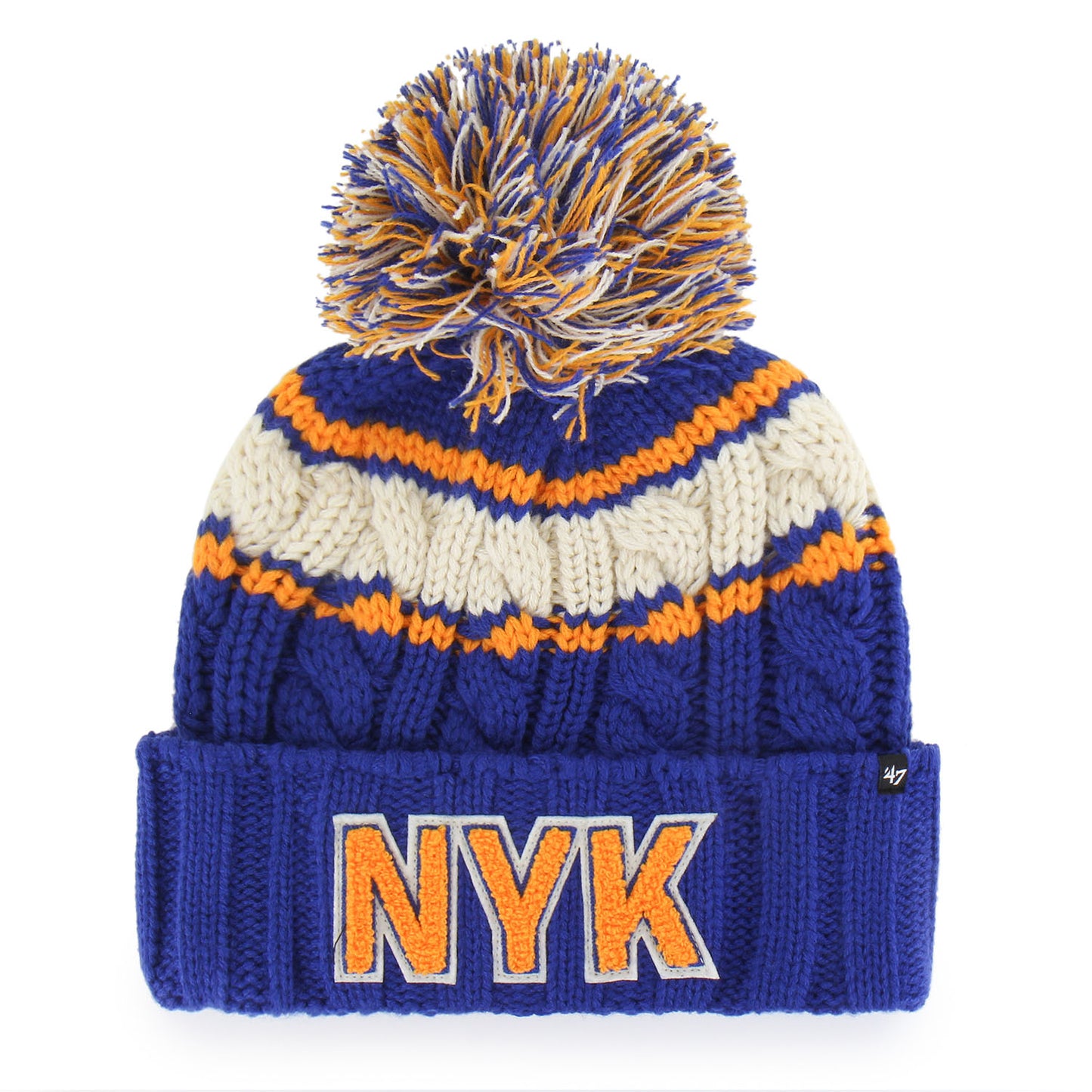 Women's '47 Brand Knicks Royal Emma Pom Cuff Knit