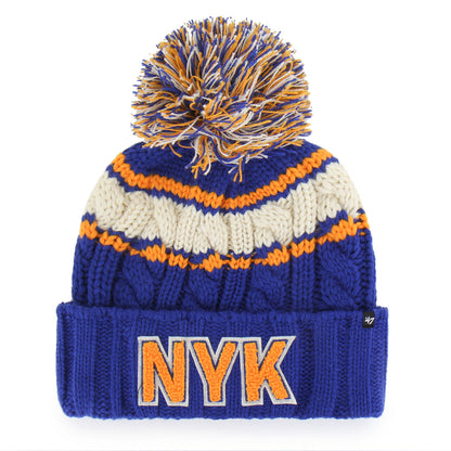 Women's '47 Brand Knicks Royal Emma Pom Cuff Knit