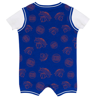 Newborn Knicks Logo Mania Romper Onesie