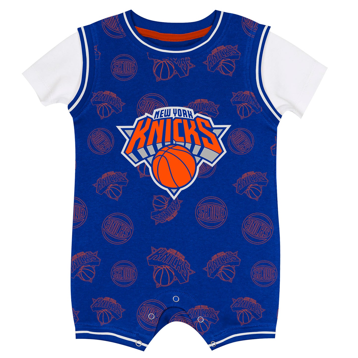 Newborn Knicks Logo Mania Romper Onesie