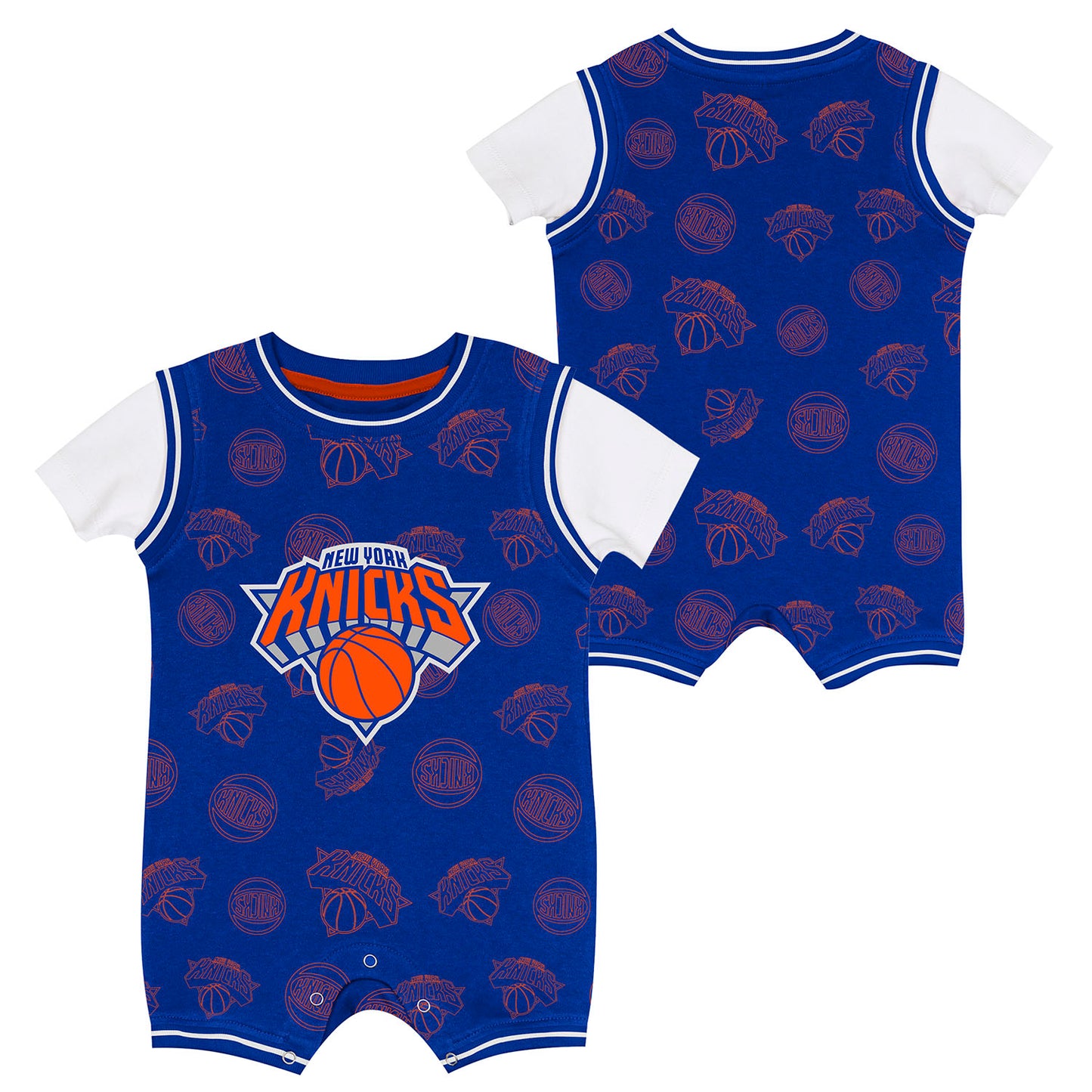 Newborn Knicks Logo Mania Romper Onesie