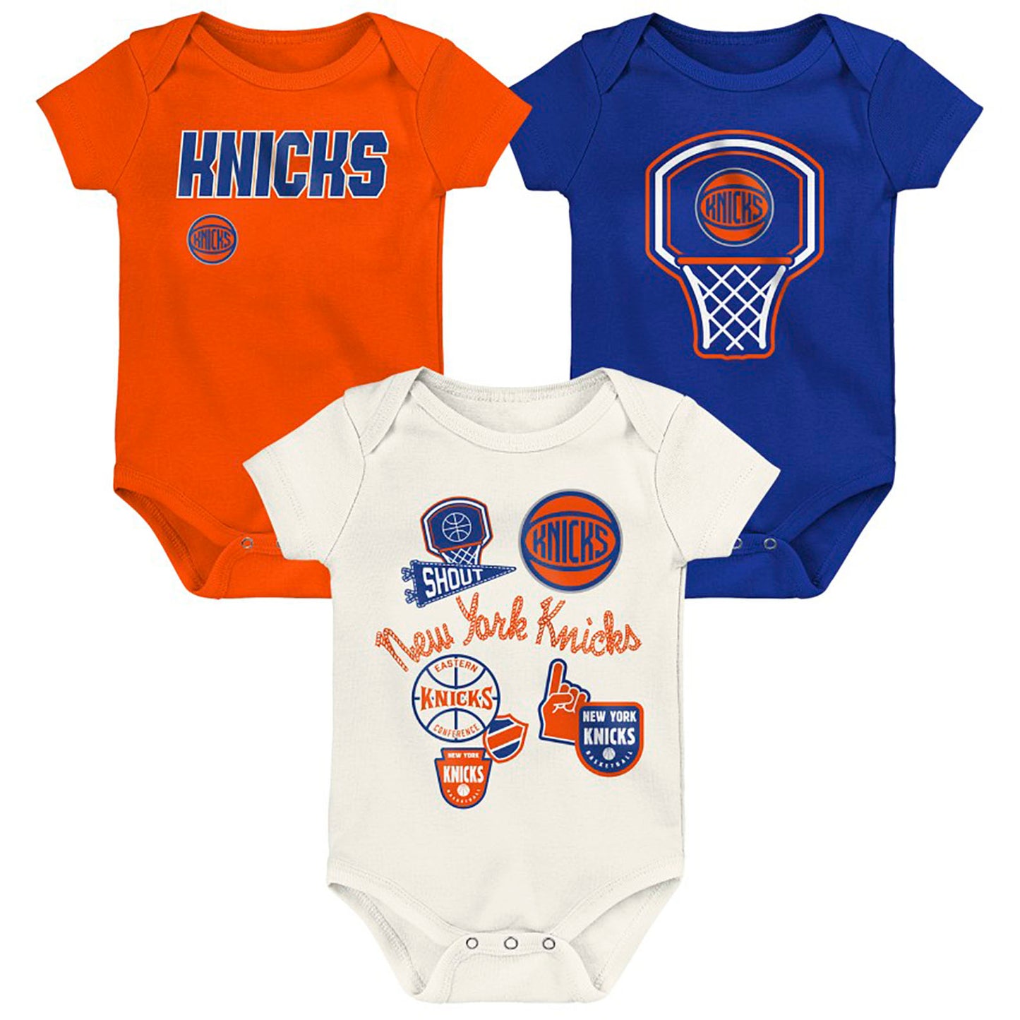 Outerstuff Knicks  Newborn Littlest Player 3pack Creeper Set